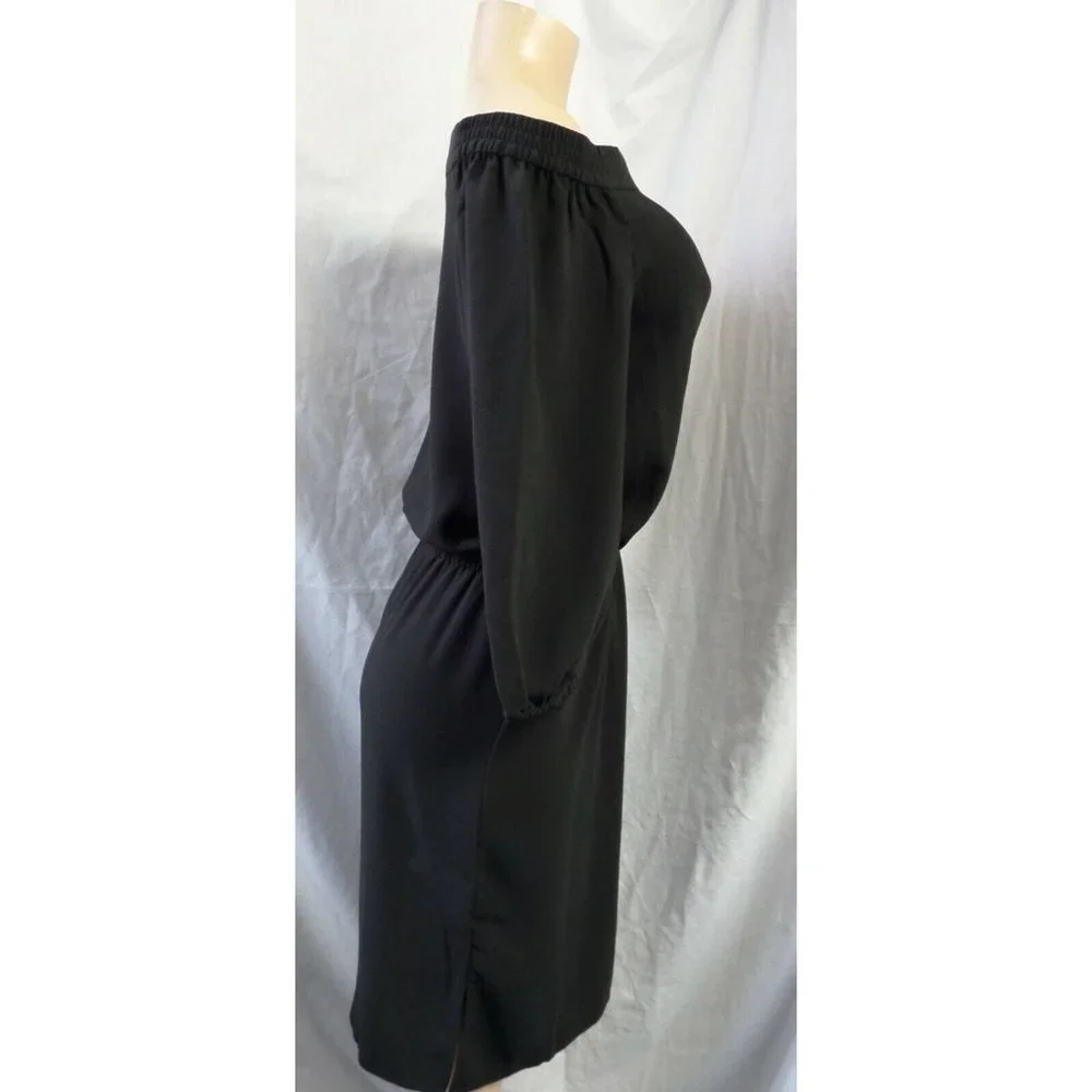 "ANN TAYLOR" BLACK  OFF-SHOULDER BLOUSON A LINE 3/4 SLEEVES DRESS SIZE: 6 NWT - Picture 3 of 4
